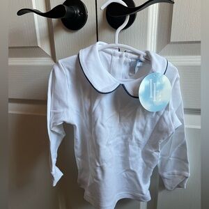 NWT Little English Gray Boue Piped Peter Pan Shirt 24 mos